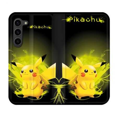 Housse Cuir Portefeuille Pour Samsung Galaxy S23 Plus Pokemon Pikachu Eclair