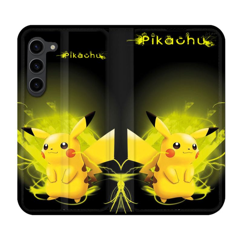 Housse Cuir Portefeuille Pour Samsung Galaxy S23 Plus Pokemon Pikachu Eclair
