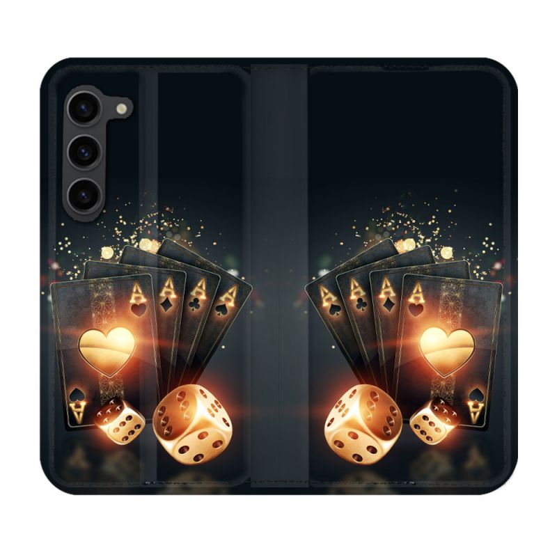 Housse Cuir Portefeuille Pour Samsung Galaxy S23 Plus Poker Des
