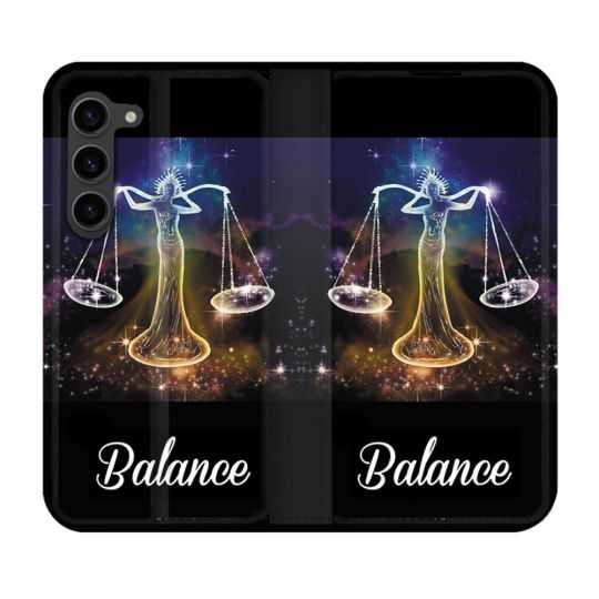 Housse Cuir Portefeuille Pour Samsung Galaxy S23 Plus Signe Zodiaque 2 Balance