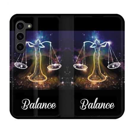 Housse Cuir Portefeuille Pour Samsung Galaxy S23 Plus Signe Zodiaque 2 Balance