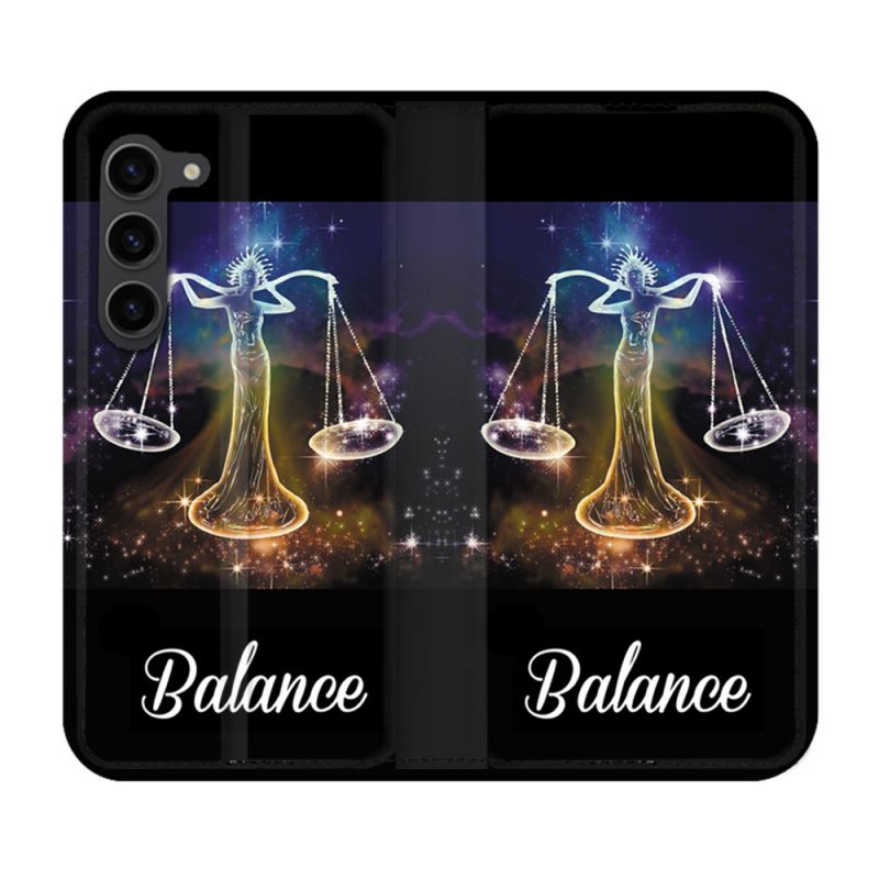 Housse Cuir Portefeuille Pour Samsung Galaxy S23 Plus Signe Zodiaque 2 Balance
