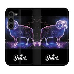Housse Cuir Portefeuille Pour Samsung Galaxy S23 Plus Signe Zodiaque 2 Bélier