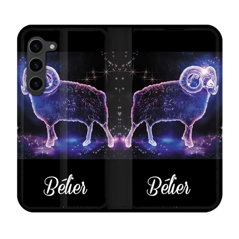 Housse Cuir Portefeuille Pour Samsung Galaxy S23 Plus Signe Zodiaque 2 Bélier