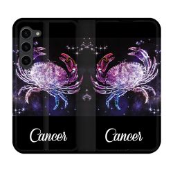 Housse Cuir Portefeuille Pour Samsung Galaxy S23 Plus Signe Zodiaque 2 Cancer