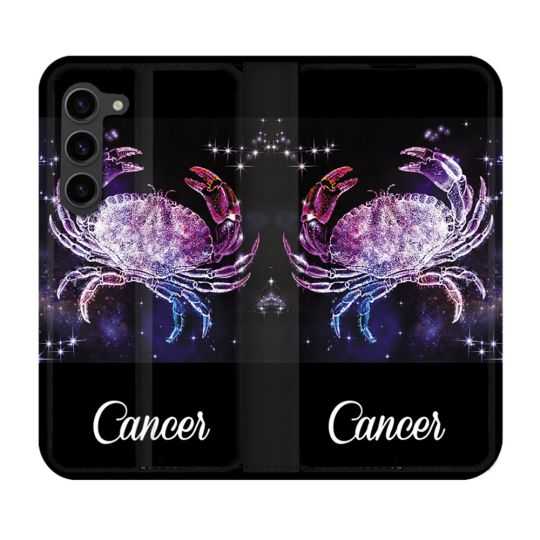 Housse Cuir Portefeuille Pour Samsung Galaxy S23 Plus Signe Zodiaque 2 Cancer