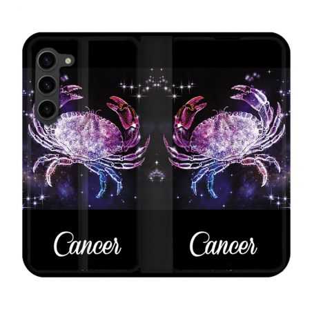 Housse Cuir Portefeuille Pour Samsung Galaxy S23 Plus Signe Zodiaque 2 Cancer