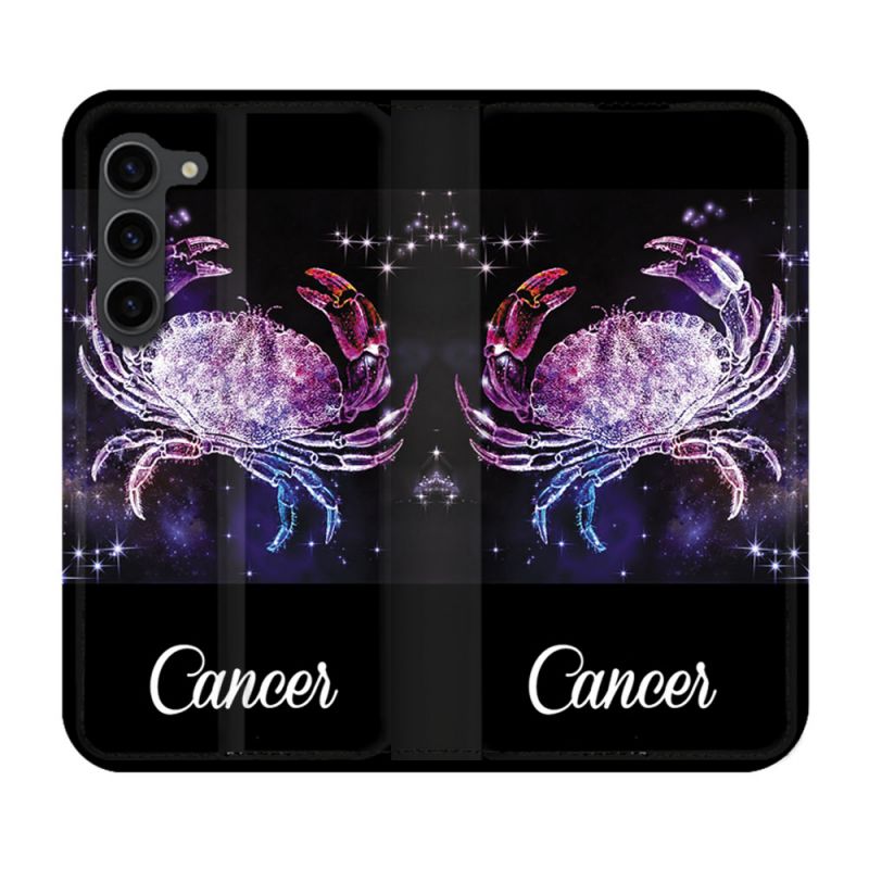 Housse Cuir Portefeuille Pour Samsung Galaxy S23 Plus Signe Zodiaque 2 Cancer