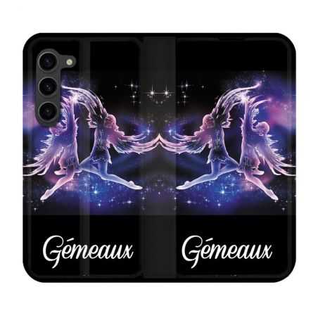Housse Cuir Portefeuille Pour Samsung Galaxy S23 Plus Signe Zodiaque 2 Gémeaux
