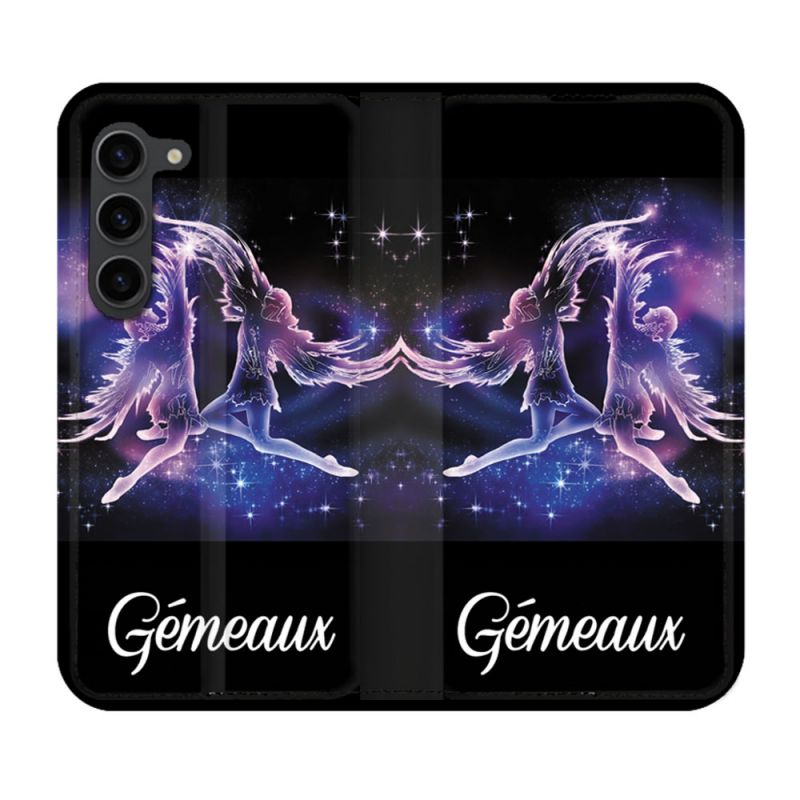 Housse Cuir Portefeuille Pour Samsung Galaxy S23 Plus Signe Zodiaque 2 Gémeaux