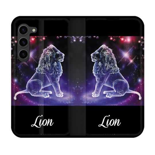Housse Cuir Portefeuille Pour Samsung Galaxy S23 Plus Signe Zodiaque 2 Lion
