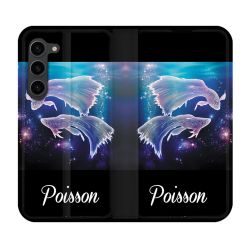 Housse Cuir Portefeuille Pour Samsung Galaxy S23 Plus Signe Zodiaque 2 Poisson