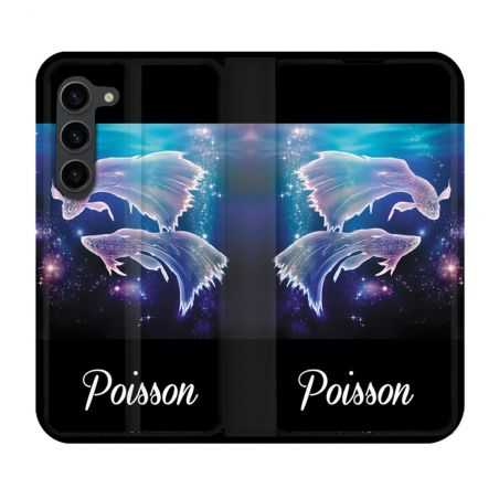 Housse Cuir Portefeuille Pour Samsung Galaxy S23 Plus Signe Zodiaque 2 Poisson