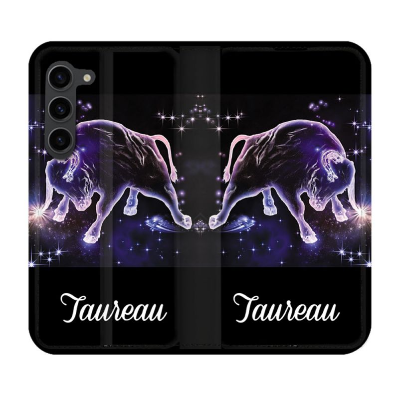 Housse Cuir Portefeuille Pour Samsung Galaxy S23 Plus Signe Zodiaque 2 Taureau