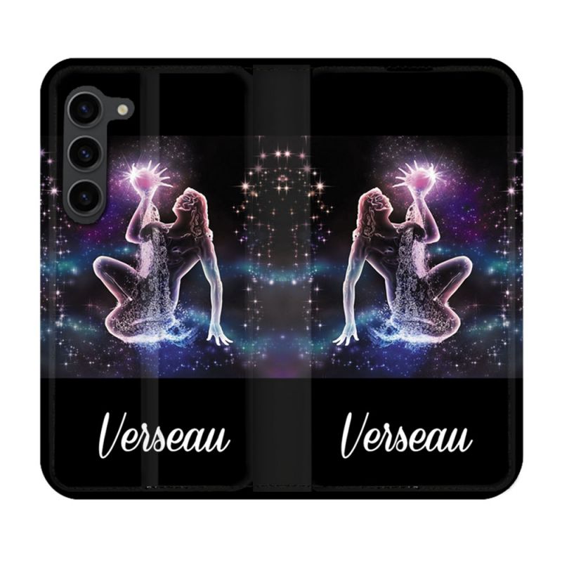 Housse Cuir Portefeuille Pour Samsung Galaxy S23 Plus Signe Zodiaque 2 Verseau