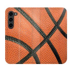 Housse Cuir Portefeuille Pour Samsung Galaxy S23 Plus Sport Ballon Basket