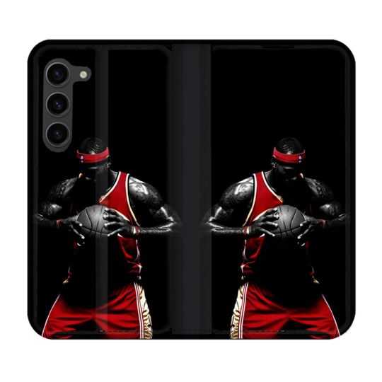 Housse Cuir Portefeuille Pour Samsung Galaxy S23 Plus Sport Basketeur