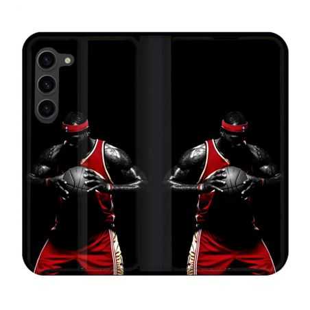 Housse Cuir Portefeuille Pour Samsung Galaxy S23 Plus Sport Basketeur
