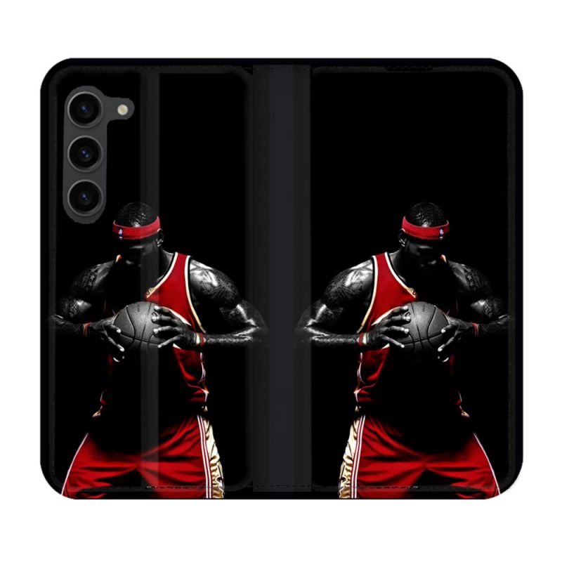 Housse Cuir Portefeuille Pour Samsung Galaxy S23 Plus Sport Basketeur