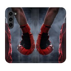 Housse Cuir Portefeuille Pour Samsung Galaxy S23 Plus Sport Boxe Gant Rouge