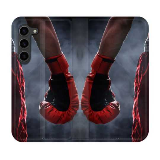 Housse Cuir Portefeuille Pour Samsung Galaxy S23 Plus Sport Boxe Gant Rouge