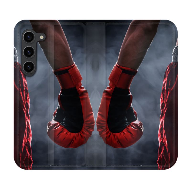 Housse Cuir Portefeuille Pour Samsung Galaxy S23 Plus Sport Boxe Gant Rouge