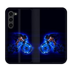 Housse Cuir Portefeuille Pour Samsung Galaxy S23 Plus Sport Cyclisme Bleu