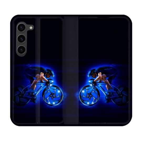 Housse Cuir Portefeuille Pour Samsung Galaxy S23 Plus Sport Cyclisme Bleu