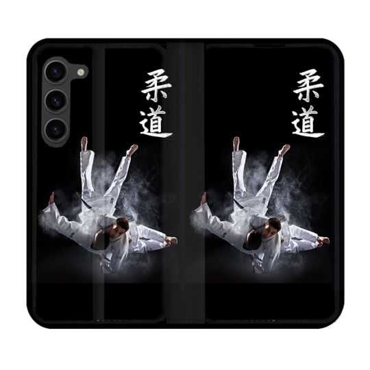 Housse Cuir Portefeuille Pour Samsung Galaxy S23 Plus Sport Judo Noir
