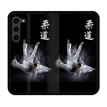 Housse Cuir Portefeuille Pour Samsung Galaxy S23 Plus Sport Judo Noir
