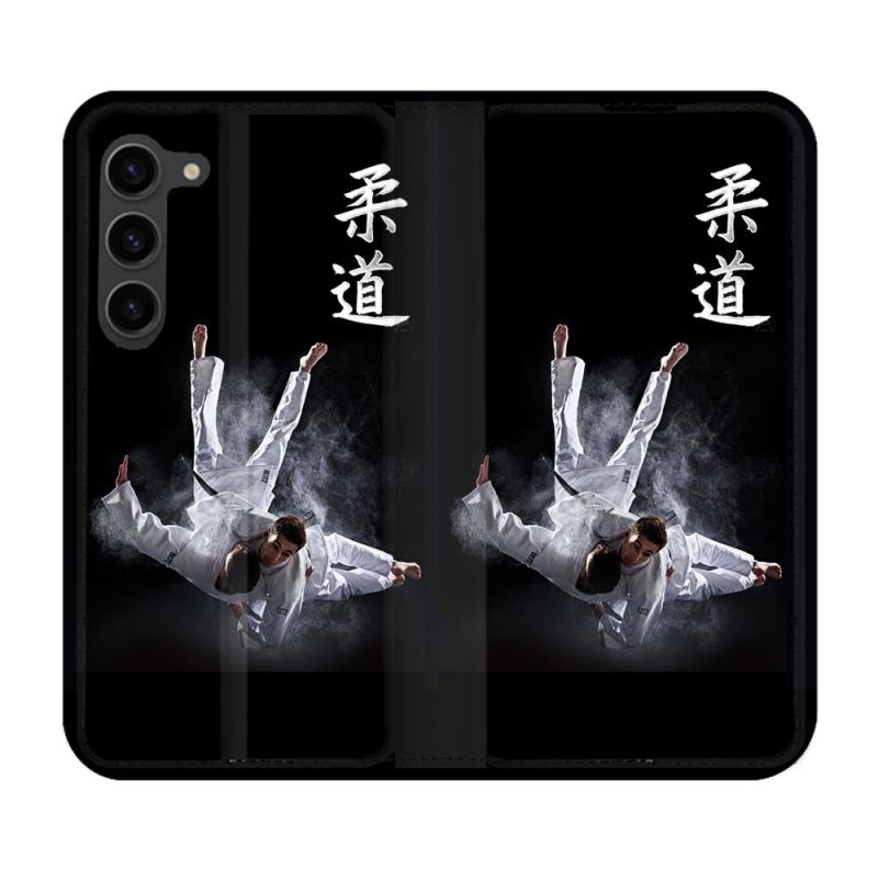 Housse Cuir Portefeuille Pour Samsung Galaxy S23 Plus Sport Judo Noir