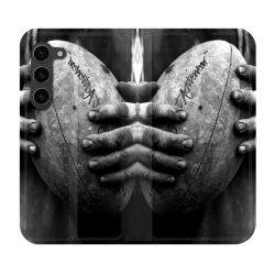 Housse Cuir Portefeuille Pour Samsung Galaxy S23 Plus Sport Rugby Ballon Vintage