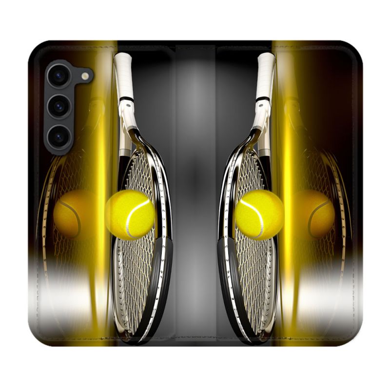 Housse Cuir Portefeuille Pour Samsung Galaxy S23 Plus Sport Tennis Reflet