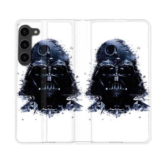 Housse Cuir Portefeuille Pour Samsung Galaxy S23 Plus Star Wars - Dark Vador Blanc
