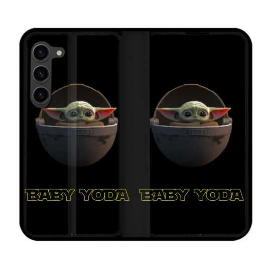 Housse Cuir Portefeuille Pour Samsung Galaxy S23 Plus Star Wars - Yoda bebe noir