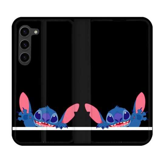 Housse Cuir Portefeuille Pour Samsung Galaxy S23 Plus Stitch Noir