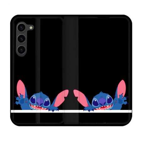 Housse Cuir Portefeuille Pour Samsung Galaxy S23 Plus Stitch Noir