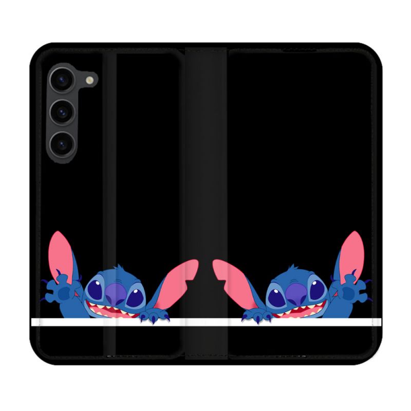 Housse Cuir Portefeuille Pour Samsung Galaxy S23 Plus Stitch Noir
