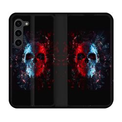 Housse Cuir Portefeuille Pour Samsung Galaxy S23 Plus Tete de Mort Deflagration