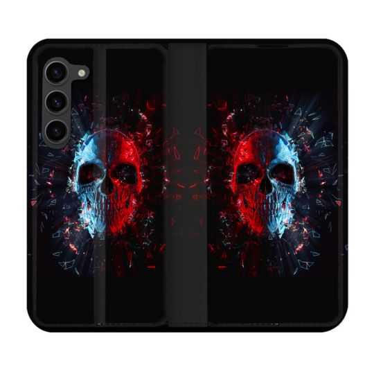 Housse Cuir Portefeuille Pour Samsung Galaxy S23 Plus Tete de Mort Deflagration