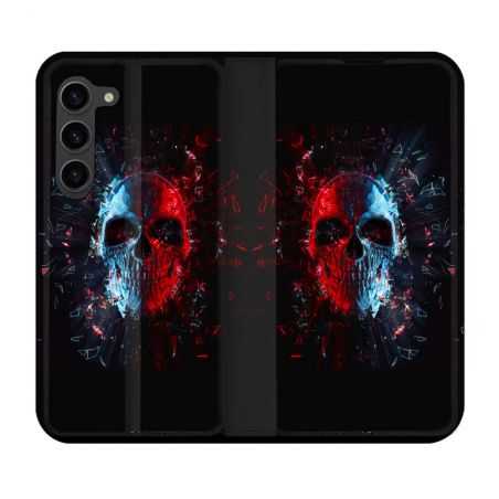 Housse Cuir Portefeuille Pour Samsung Galaxy S23 Plus Tete de Mort Deflagration