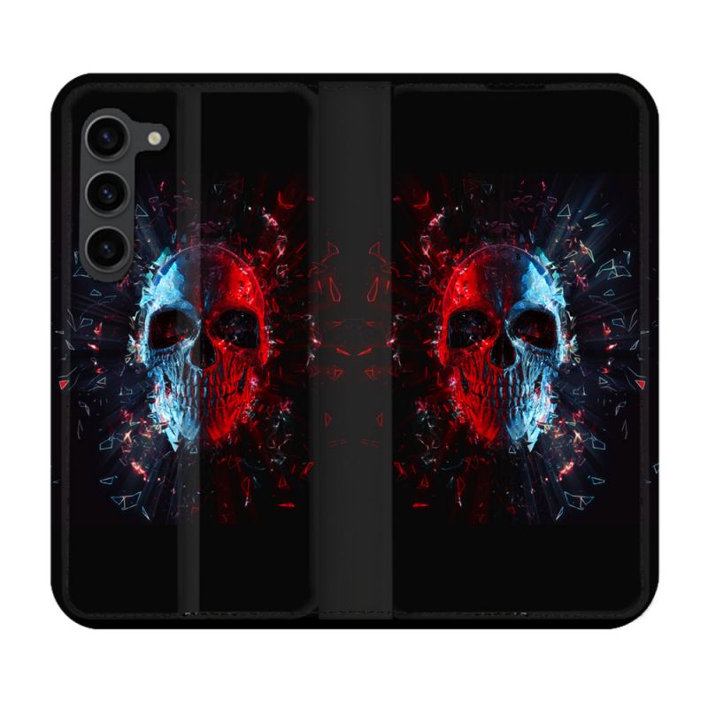 Housse Cuir Portefeuille Pour Samsung Galaxy S23 Plus Tete de Mort Deflagration
