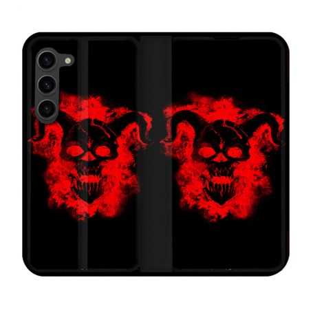 Housse Cuir Portefeuille Pour Samsung Galaxy S23 Plus Tete de Mort Diable