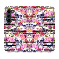 Housse Cuir Portefeuille Pour Samsung Galaxy S23 Plus Tete de Mort Pattern