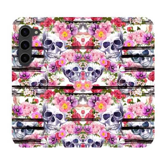 Housse Cuir Portefeuille Pour Samsung Galaxy S23 Plus Tete de Mort Pattern