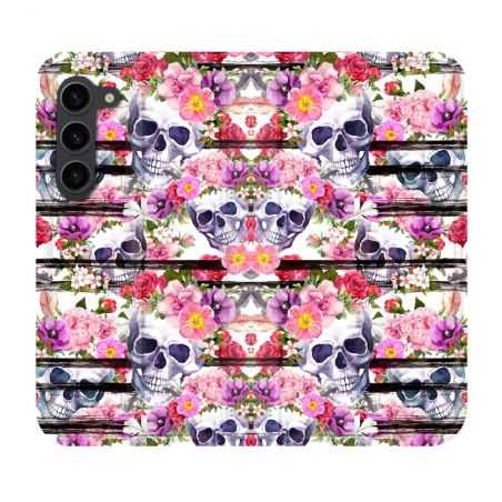 Housse Cuir Portefeuille Pour Samsung Galaxy S23 Plus Tete de Mort Pattern