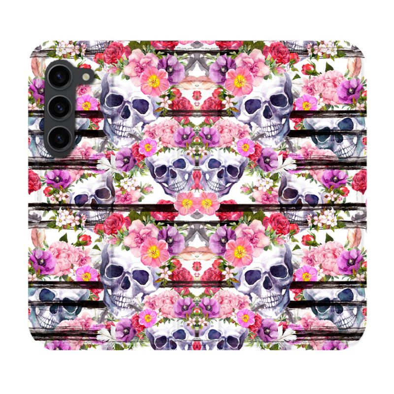 Housse Cuir Portefeuille Pour Samsung Galaxy S23 Plus Tete de Mort Pattern
