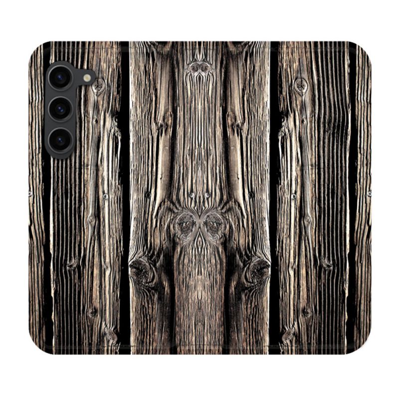 Housse Cuir Portefeuille Pour Samsung Galaxy S23 Plus Texture Bois