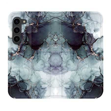 Housse Cuir Portefeuille Pour Samsung Galaxy S23 Plus Texture Marbre Gris
