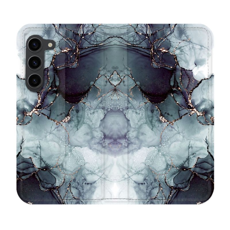 Housse Cuir Portefeuille Pour Samsung Galaxy S23 Plus Texture Marbre Gris